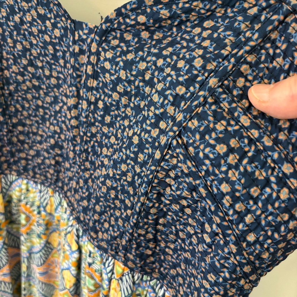 Current Air Contrast Quilted Bodice Maxi Dress In Navy and Multi. Size Small. - Picture 6 of 15